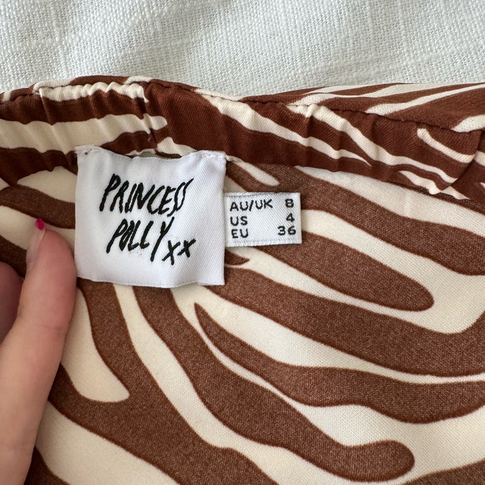 Princess Polly brown/white-cream maxi skirt US 4